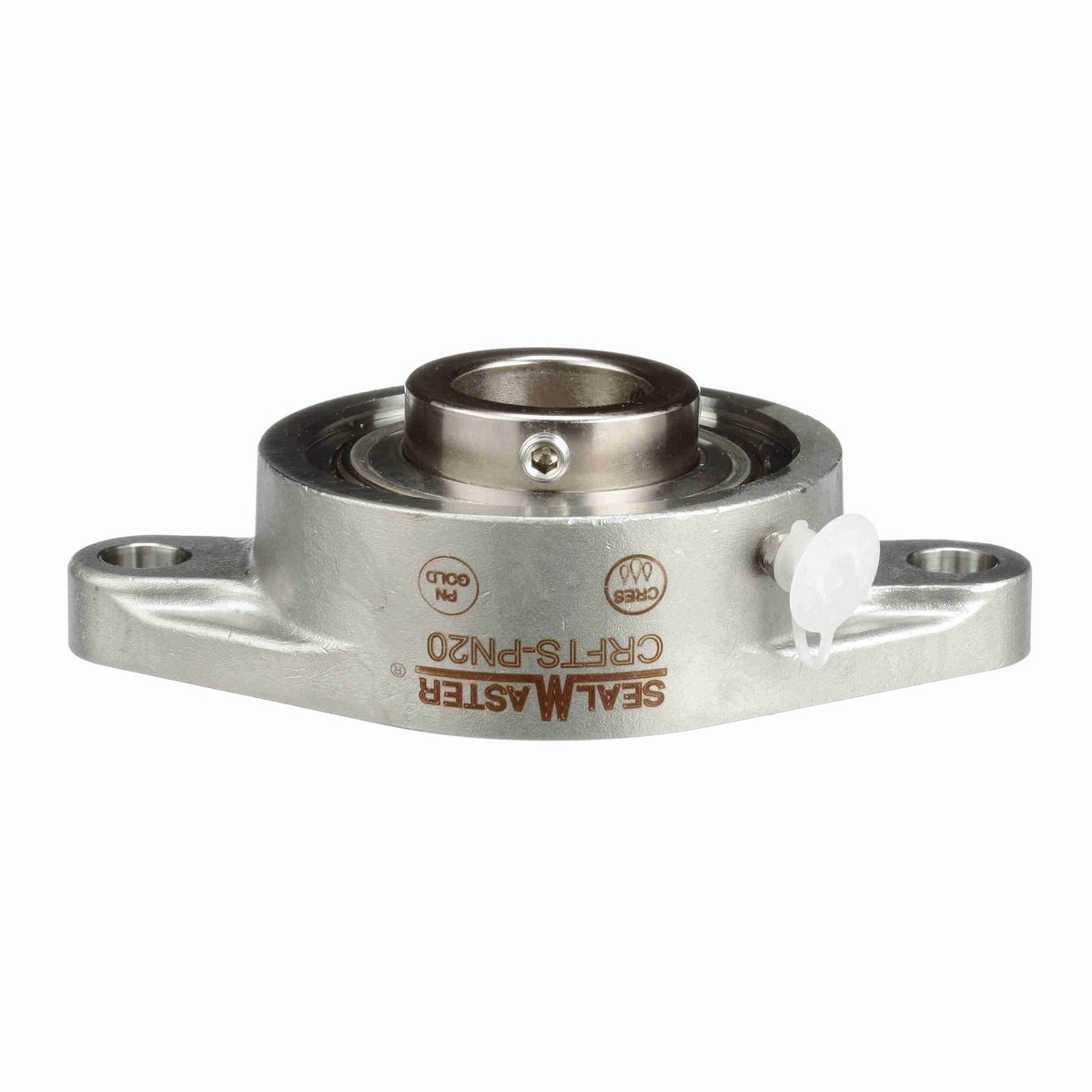 Sealmaster Mounted Stainless Steel Two Bolt Flange Ball Bearing - 52100 Bearing Steel, Phosphorus Nickel Coated - Setscrew Lock - Corrosion Resistant - CRFTS-PN20