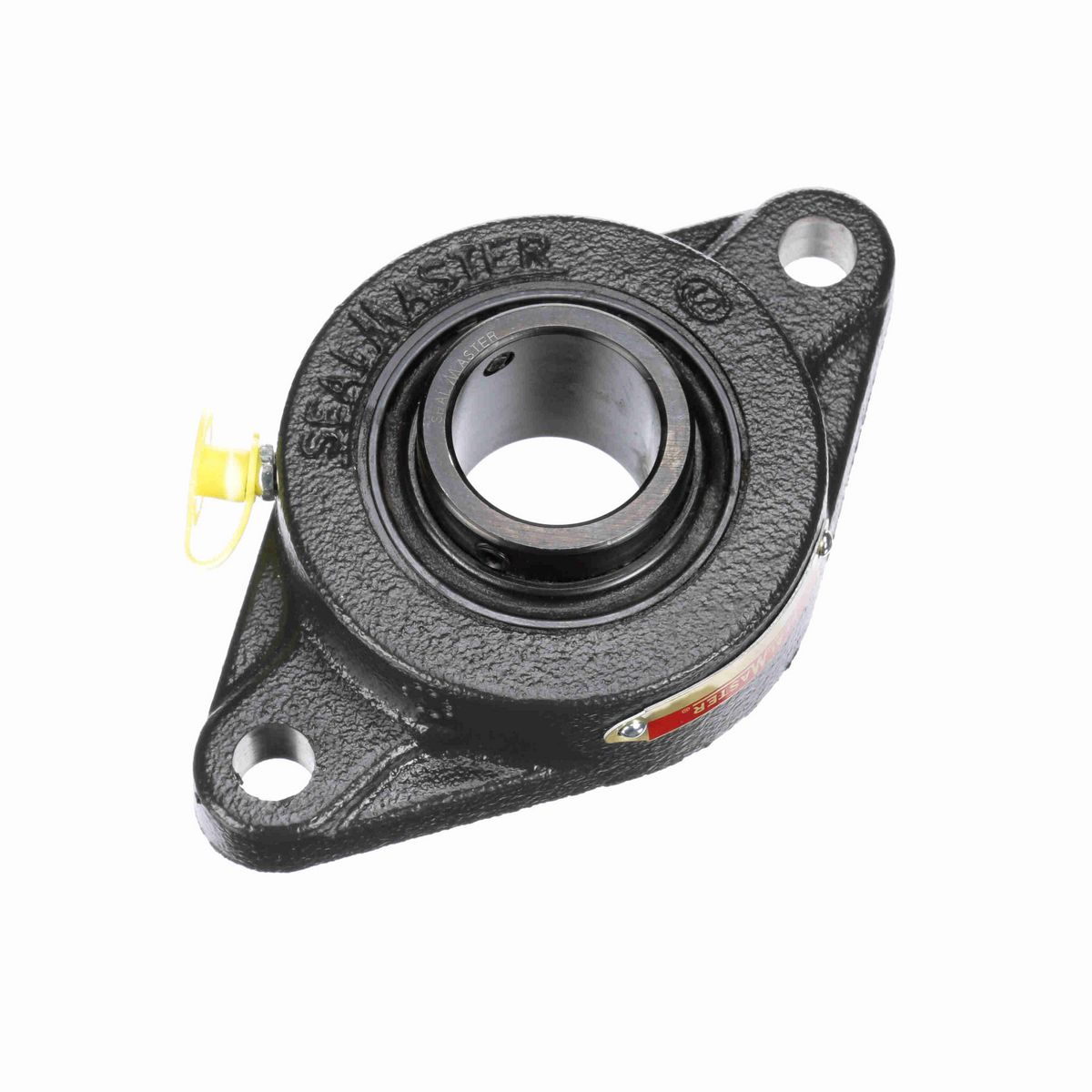 Sealmaster Mounted Cast Iron Two Bolt Flange Ball Bearing - 52100 Bearing Steel, Black Oxided - Setscrew Lock - MSFT-16C