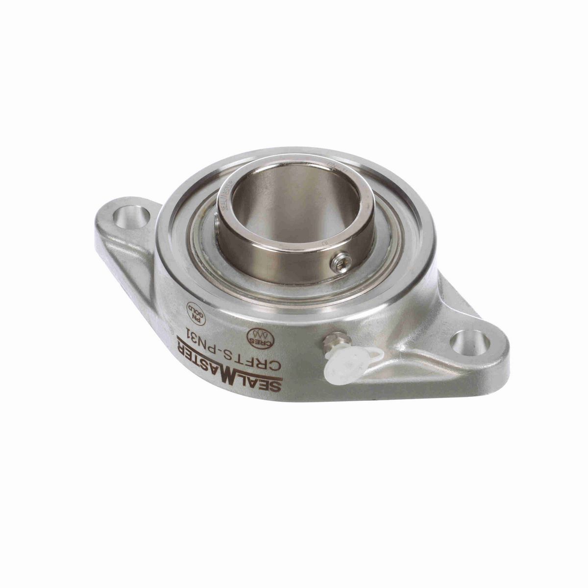 Sealmaster Mounted Stainless Steel Two Bolt Flange Ball Bearing - 52100 Bearing Steel, Phosphorus Nickel Coated - Setscrew Lock - Corrosion Resistant - CRFTS-PN31