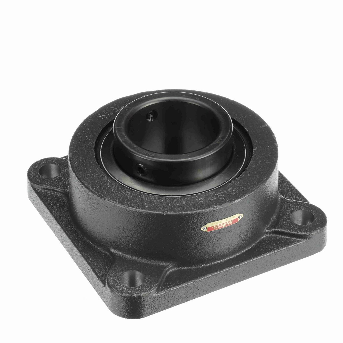 Sealmaster Mounted Cast Iron Four Bolt Flange Ball Bearing - 52100 Bearing Steel, Black Oxided - Setscrew Lock - MSF-63