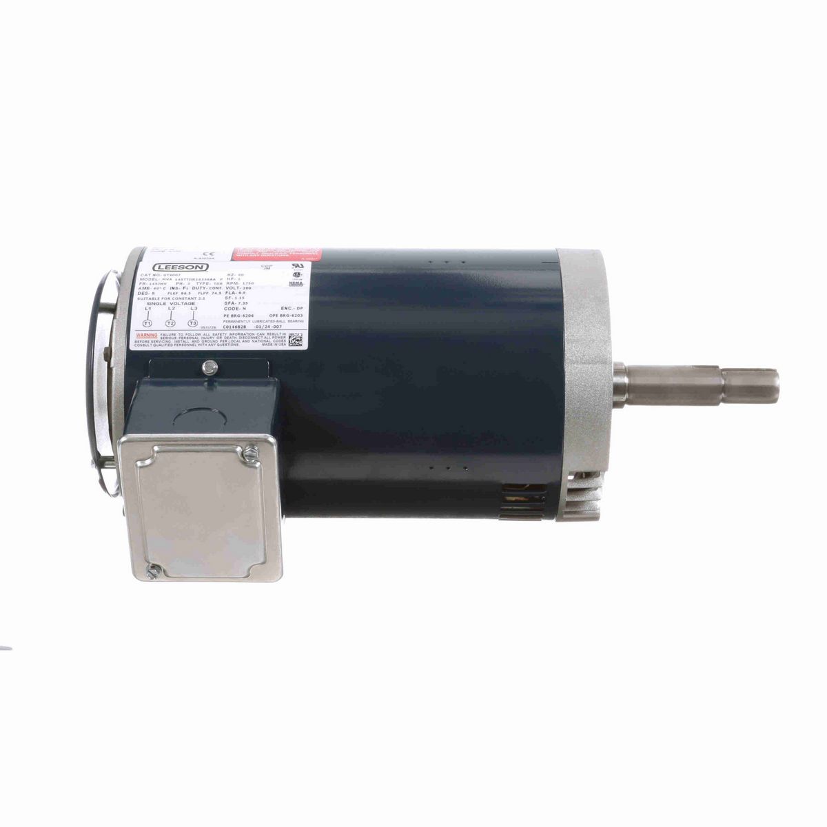 LEESON Close-Coupled Pump Motor, 2 HP, 3 Ph, 60 Hz, 200 V, 1800 RPM, 145JMV Frame, DP - GT4007