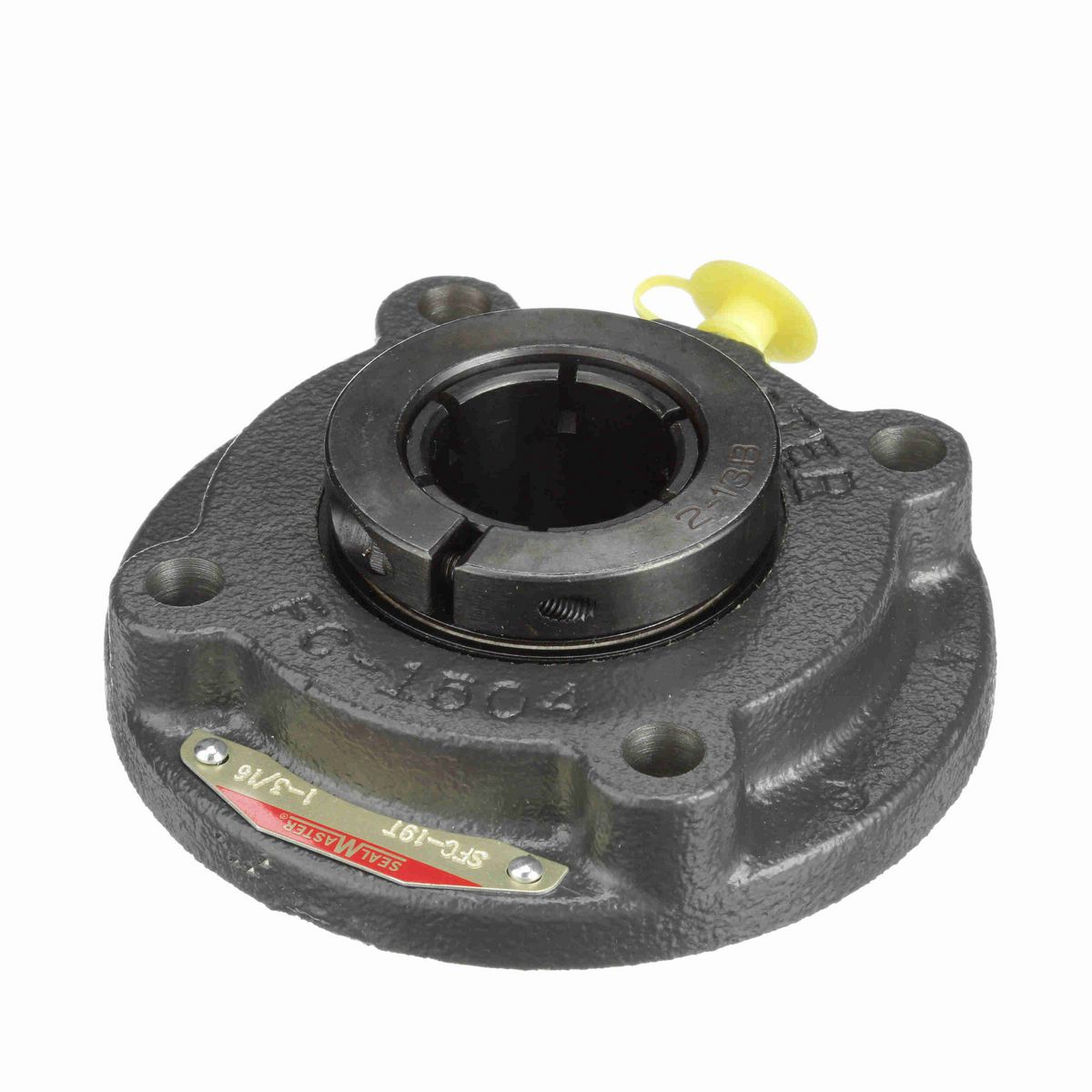 Sealmaster Mounted Cast Iron Flange Cartridge Ball Bearing - 52100 Bearing Steel, Black Oxided - Concentric Lock - SFC-19T