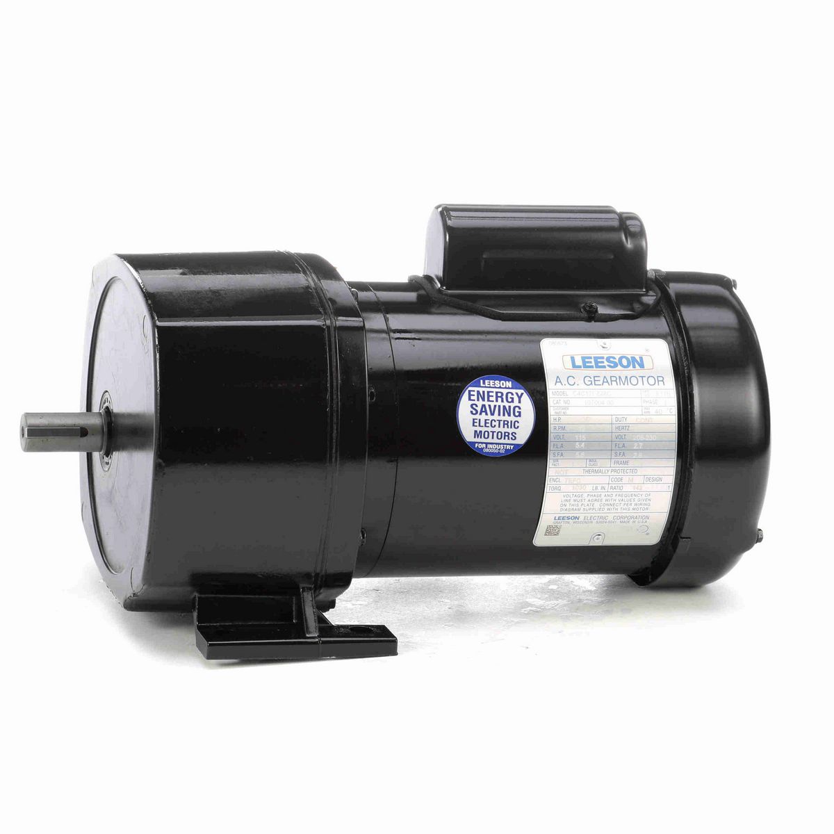 LEESON Parallel Shaft Gearmotor, 0.25 HP, 1 Ph, 60 Hz, 115/208-230 V, 12 RPM, 48Y Frame, TEFC - 107004.00