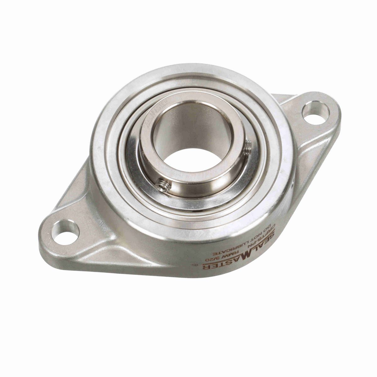 Sealmaster Mounted Stainless Steel Two Bolt Flange Ball Bearing - 52100 Bearing Steel, Phosphorus Nickel Coated - Setscrew Lock - Corrosion Resistant - Reduced Maintenance - Lubed for Life - CRFTS-PN23 RMW