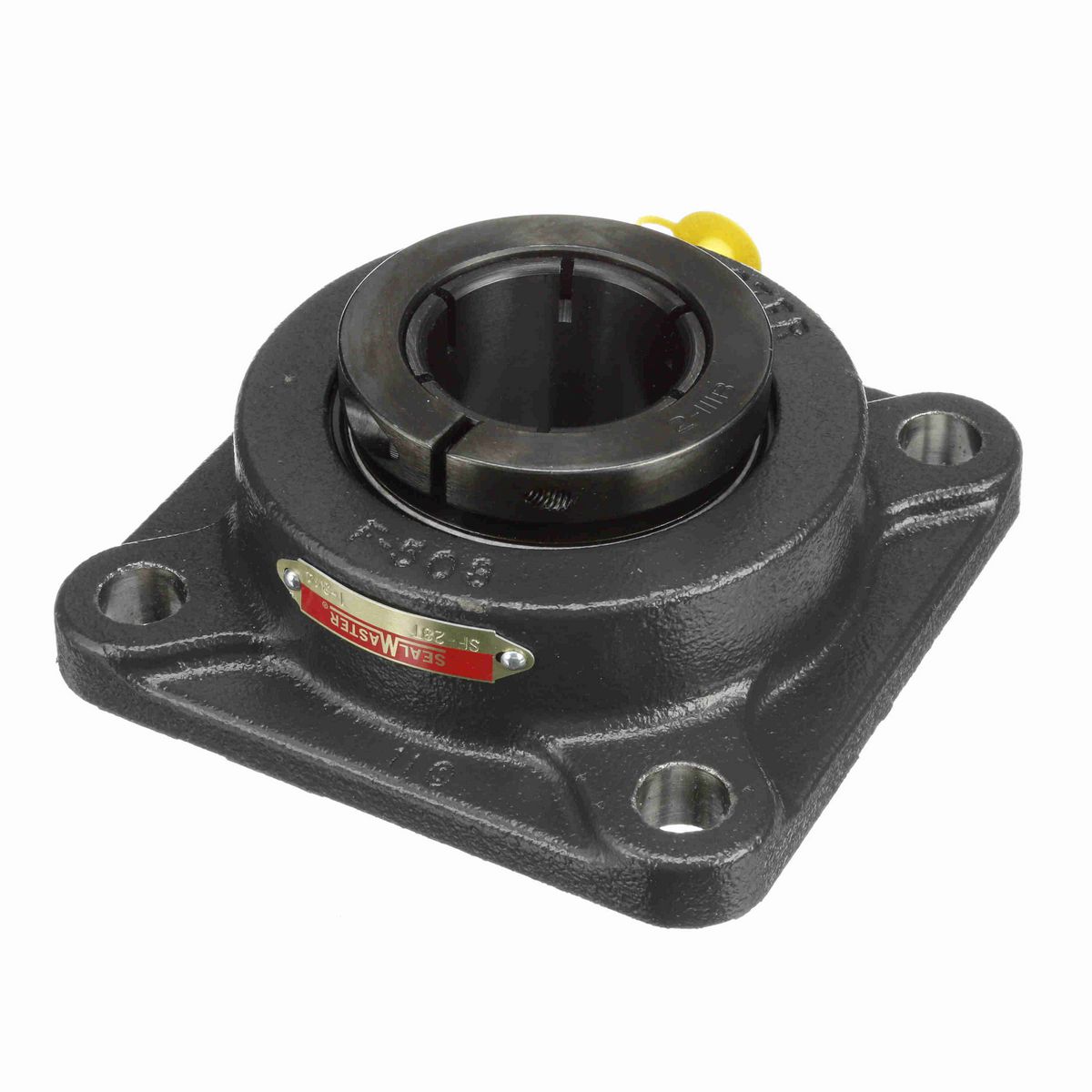 Sealmaster Mounted Cast Iron Four Bolt Flange Ball Bearing - 52100 Bearing Steel, Black Oxided - Concentric Lock - SF-28T