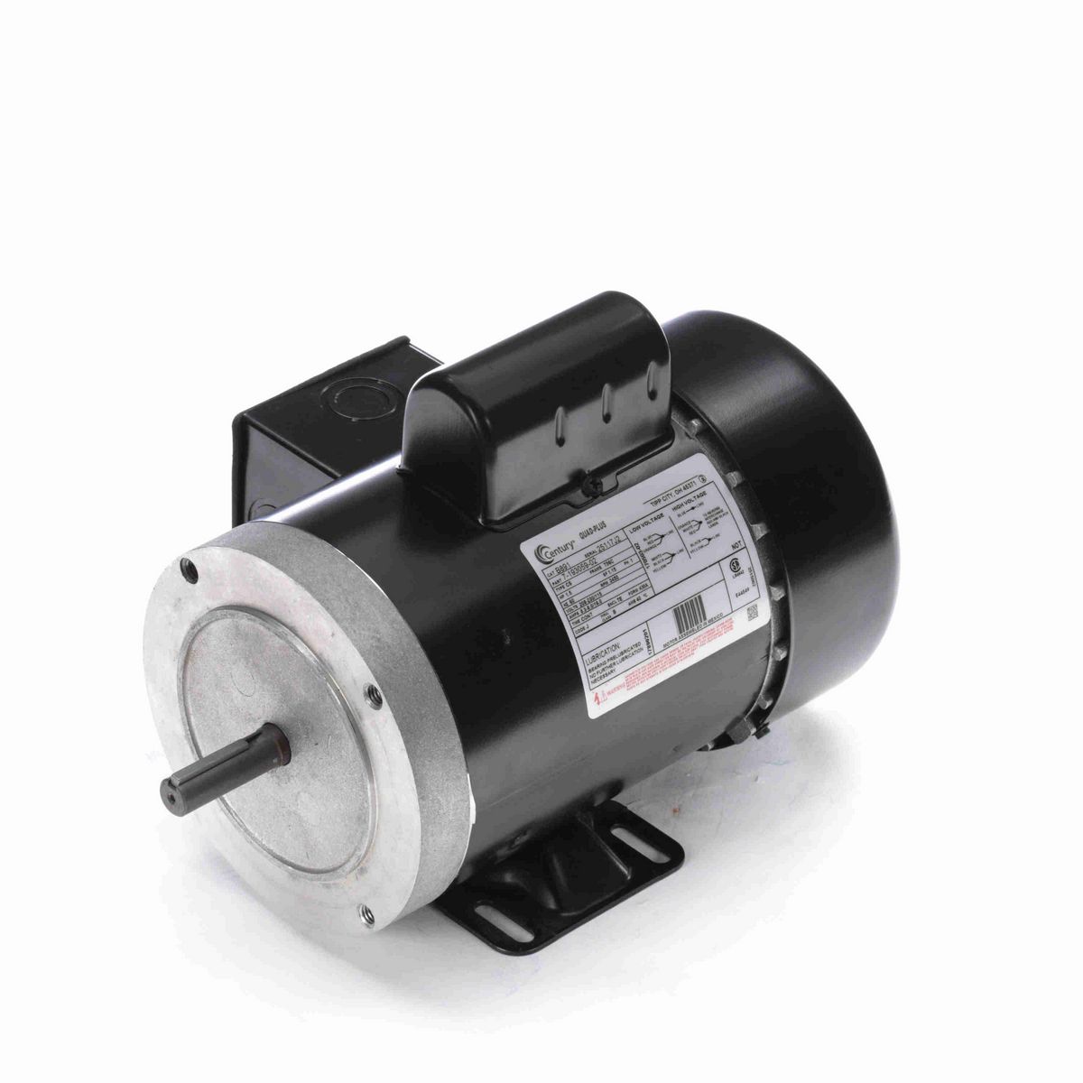 Century General Purpose Motor, 1.5 HP, 1 Ph, 60 Hz, 208-230/115 V, 3600 RPM, T56C Frame, TEFC - B891