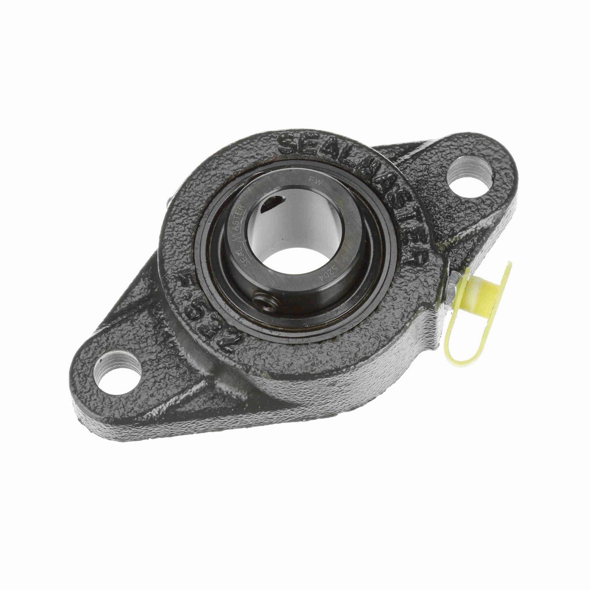 Sealmaster Mounted Cast Iron Two Bolt Flange Ball Bearing - 52100 Bearing Steel, Black Oxided - Setscrew Lock - SFT-204