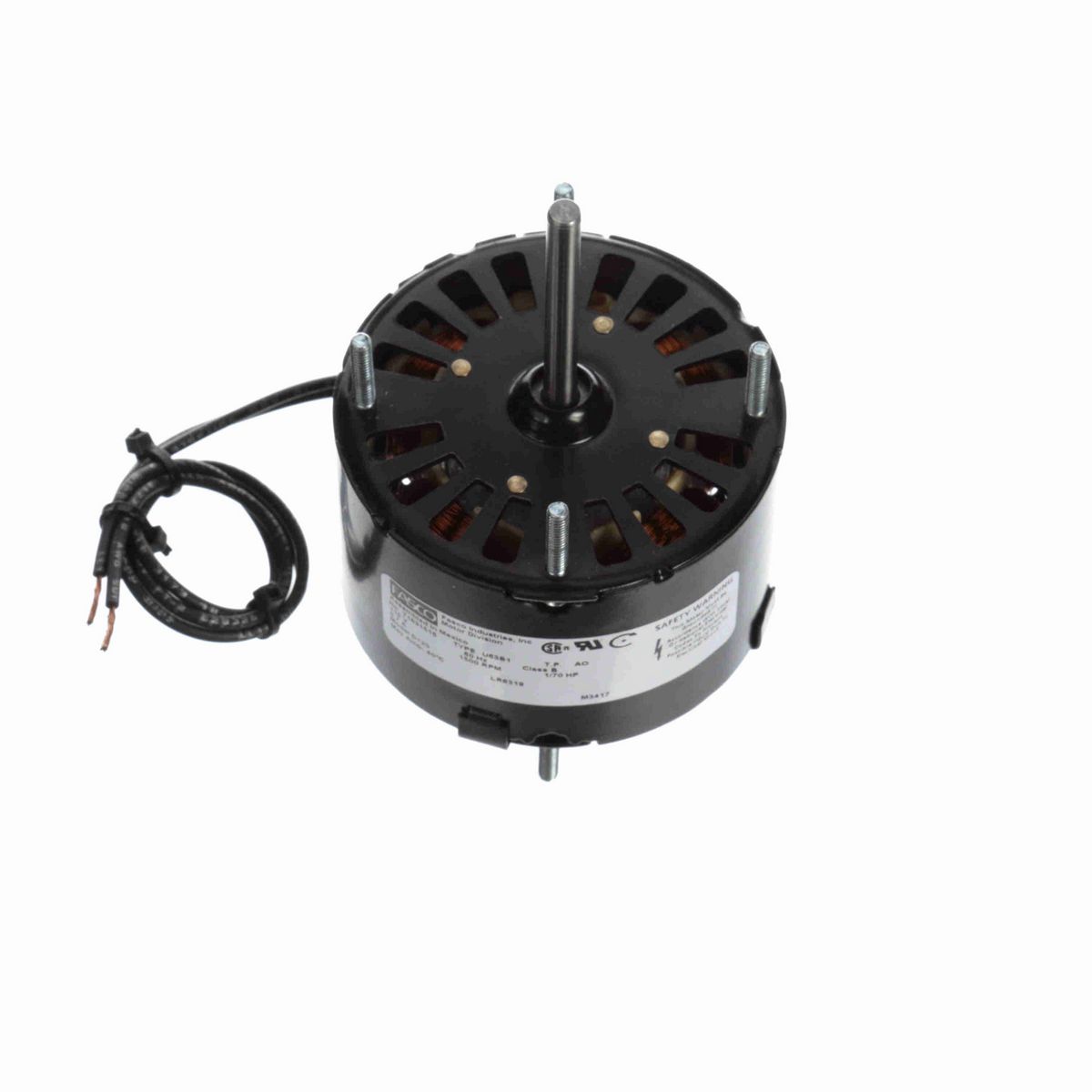 FASCO Fan and Blower Motor, 1/70 HP, 1 Ph, 60 Hz, 115 V, 1500 RPM, 1 Speed, 3.3" Diameter, OAO - D120