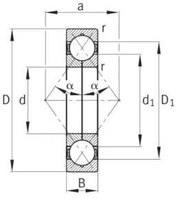 Угловой контактный шариковый подшипник HGF QJ1036