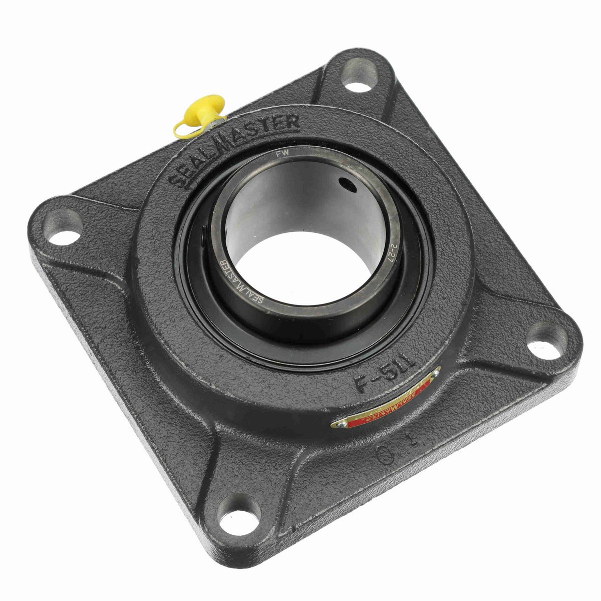 Sealmaster Mounted Cast Iron Four Bolt Flange Ball Bearing - 52100 Bearing Steel, Black Oxided - Setscrew Lock - SF-39