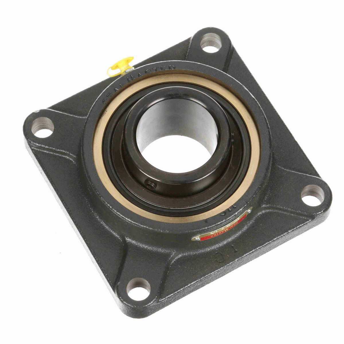 Sealmaster Mounted Cast Iron Four Bolt Flange Ball Bearing - 52100 Bearing Steel, Black Oxided - Setscrew Lock - ESF-36