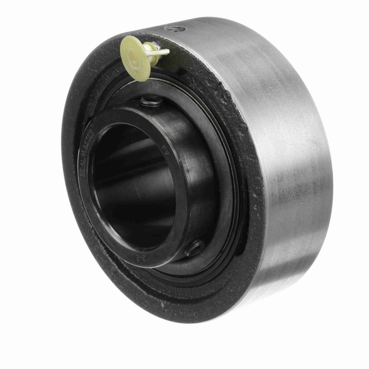 Sealmaster Mounted Cast Iron Cylindrical Cartridge Ball Bearing - 52100 Bearing Steel, Black Oxided - Setscrew Lock - MSC-32
