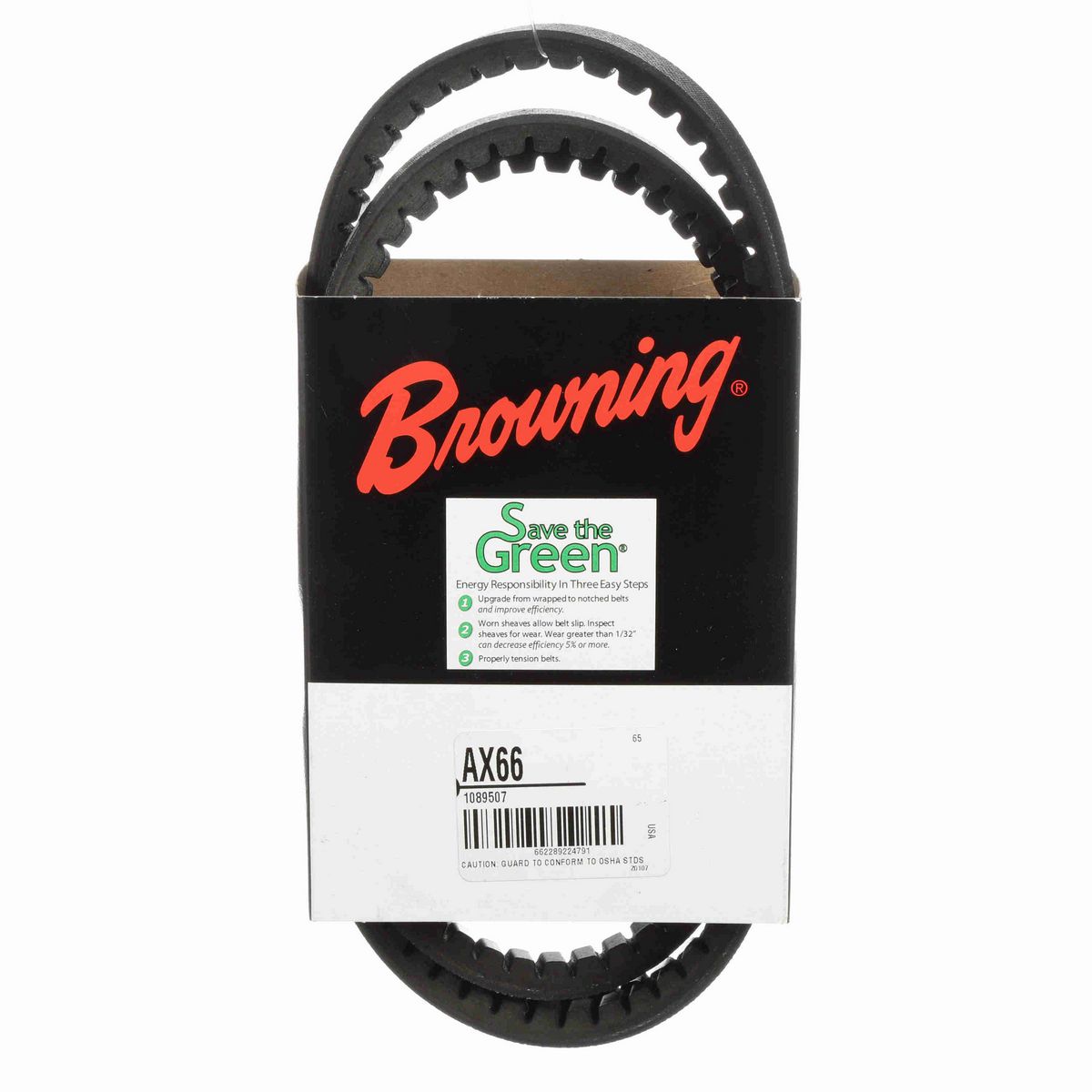 Browning EPDM Notched Belt 98% Efficient - AX66