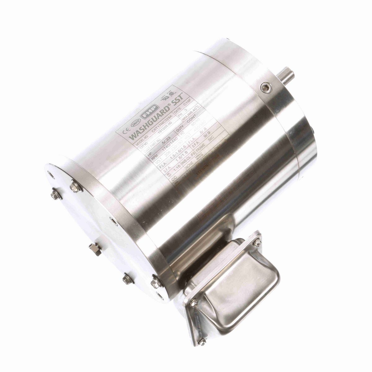 LEESON SST Duck™ General Purpose Motor, 0.50 & 0.33 HP, 3 Ph, 60 & 50 Hz, 230/460 & 190/380 V, 1800 & 1500 RPM, 56C Frame, TENV - 191205.00