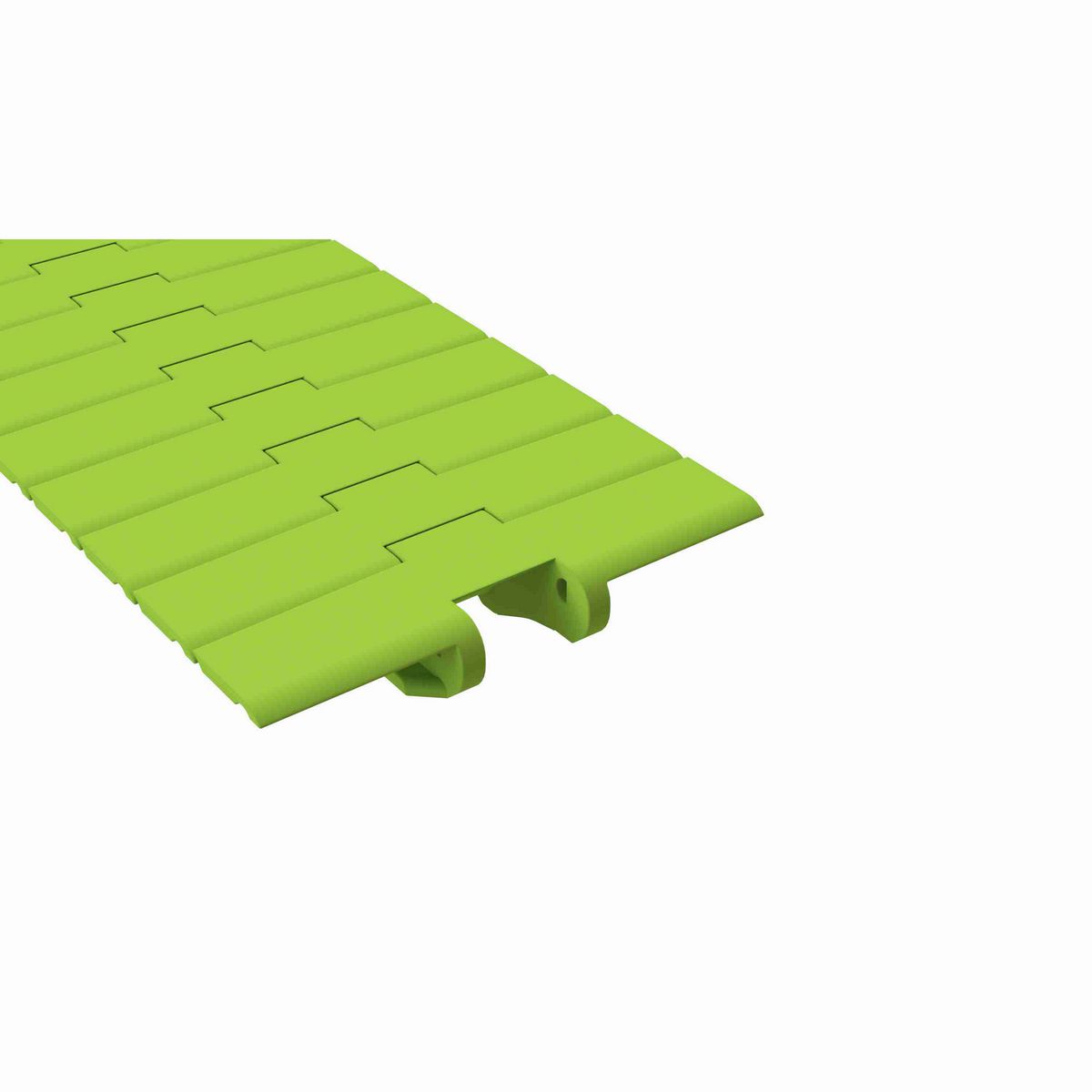 Rexnord 882TAB Side-flexing Solid Top, Material: Bright Lime-Green Dry PET Low Friction, Width: 7.5in, Pitch: 1.5in - 10483792