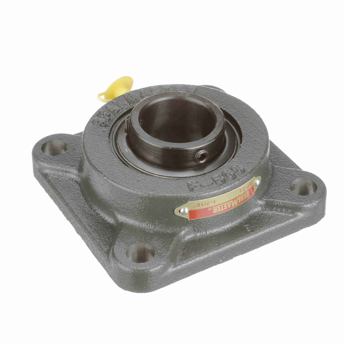 Sealmaster Mounted Cast Iron Four Bolt Flange Ball Bearing - 52100 Bearing Steel, Black Oxided - Setscrew Lock - SF-23