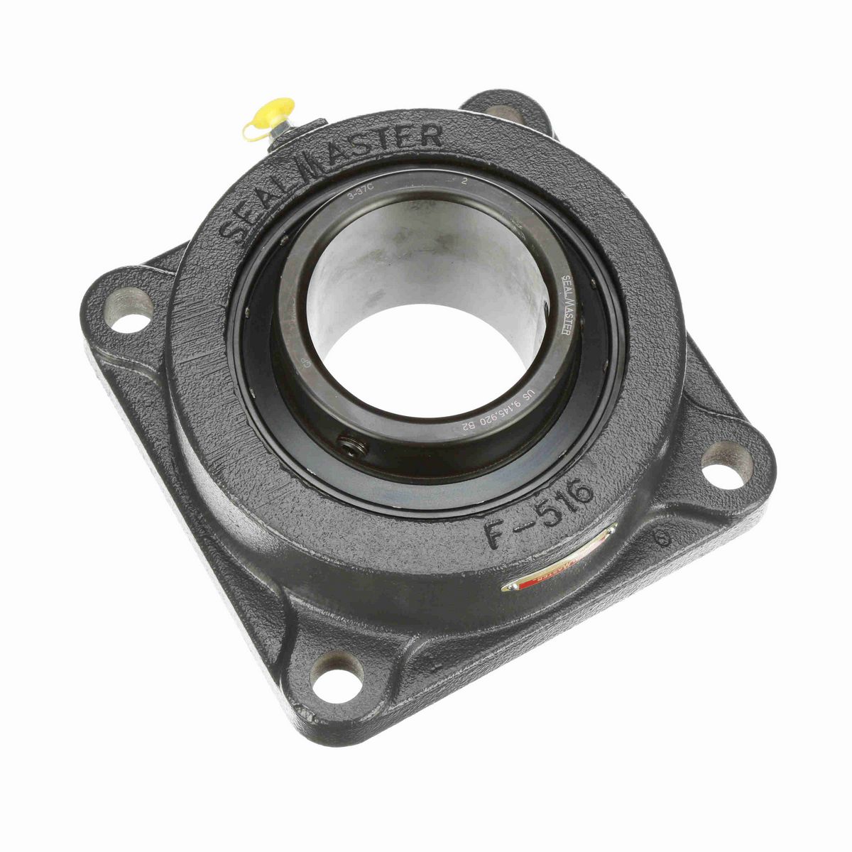 Sealmaster Mounted Cast Iron Four Bolt Flange Ball Bearing - 52100 Bearing Steel, Black Oxided - Setscrew Lock - MSF-56C