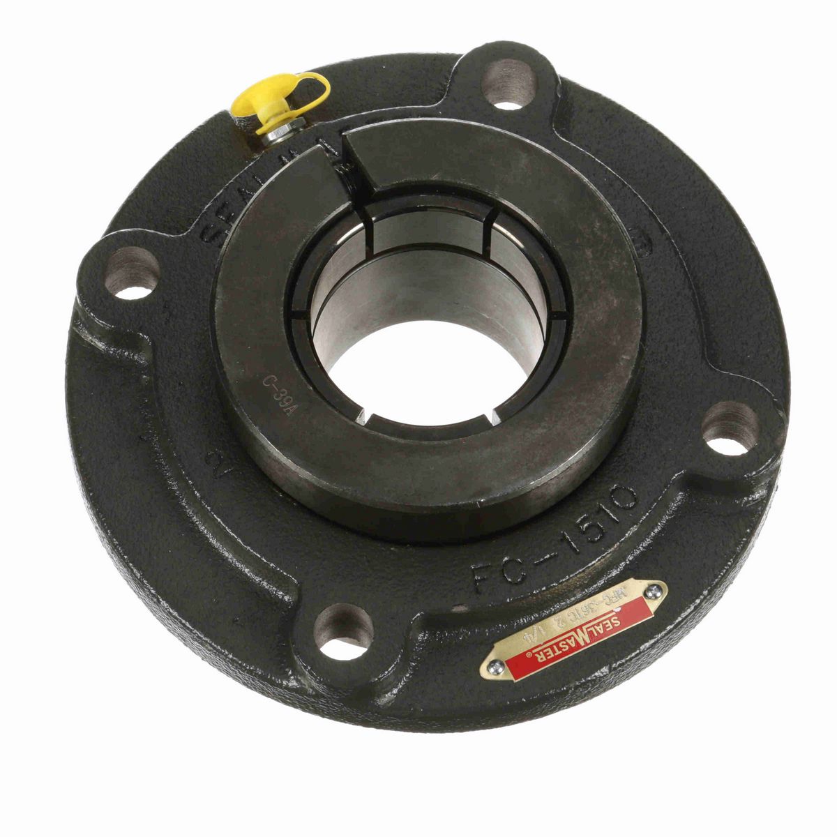 Sealmaster Mounted Cast Iron Flange Cartridge Ball Bearing - 52100 Bearing Steel, Black Oxided - Concentric Lock - MFC-36TC