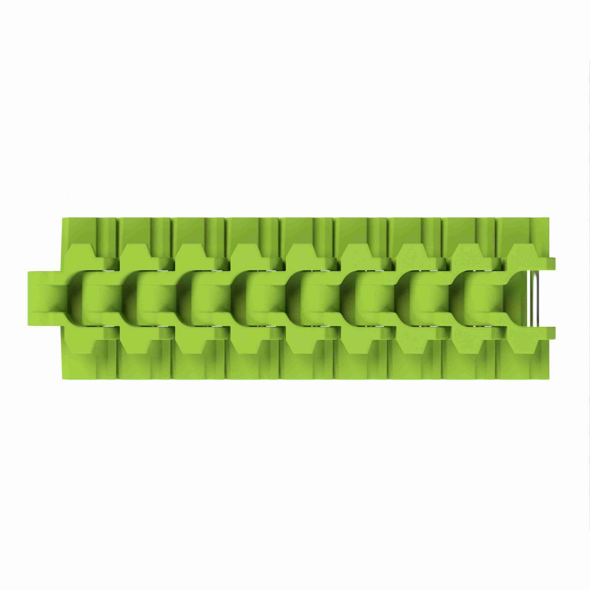 Rexnord 882TAB Side-flexing Solid Top, Material: Bright Lime-Green Dry PET Low Friction, Width: 4.5in, Pitch: 1.5in - 10679729
