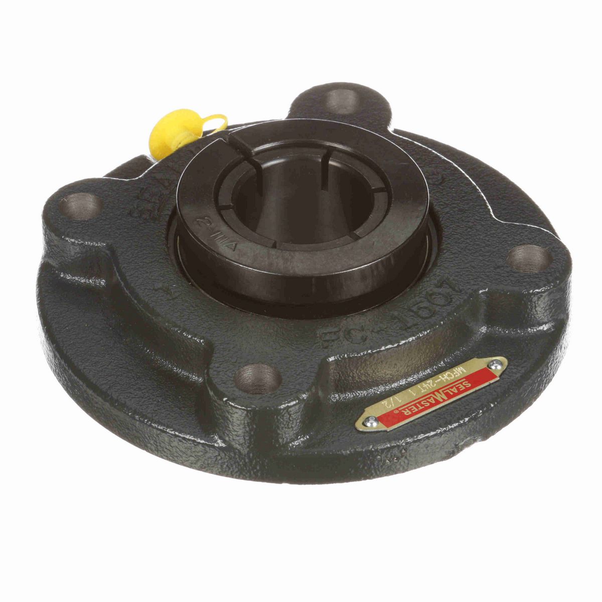 Sealmaster Mounted Cast Iron Flange Cartridge Ball Bearing - 52100 Bearing Steel, Black Oxided - Concentric Lock - MFCH-24T