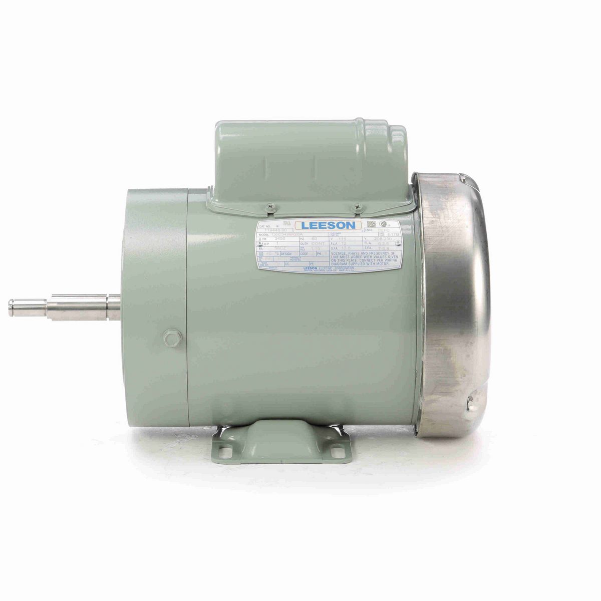 LEESON General Purpose Farm Duty Motor, 1 HP, 1 Ph, 60 Hz, 115/230 V, 3600 RPM, 56CZ Frame, TEFC - 119448.00