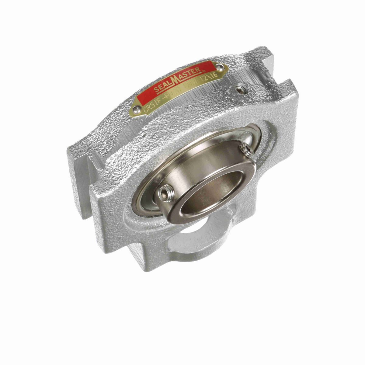 Sealmaster Mounted Flouropolymer Coated Cast Iron Wide Slot Take Up Ball Bearing - 52100 Bearing Steel, Phosphorus Nickel Coated - Setscrew Lock - Corrosion Resistant - Reduced Maintenance - Lubed for Life - CRSTF-PN20 RMW