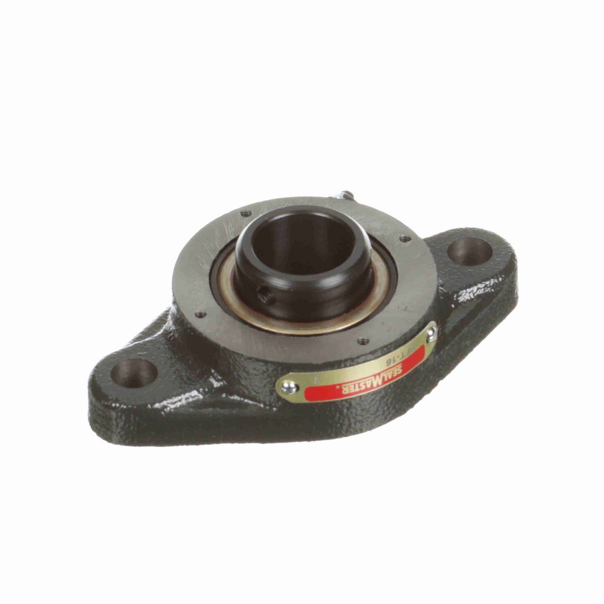 Sealmaster Mounted Cast Iron Two Bolt Flange Ball Bearing - 52100 Bearing Steel, Black Oxided - Setscrew Lock - HFT-16
