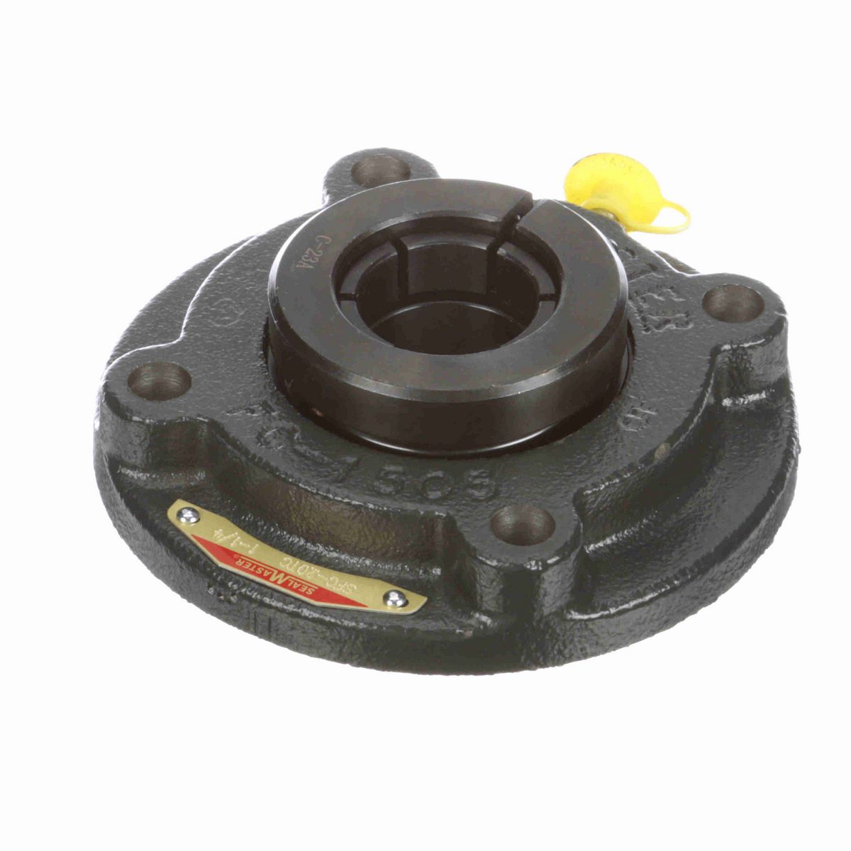 Sealmaster Mounted Cast Iron Flange Cartridge Ball Bearing - 52100 Bearing Steel, Black Oxided - Concentric Lock - SFC-20TC