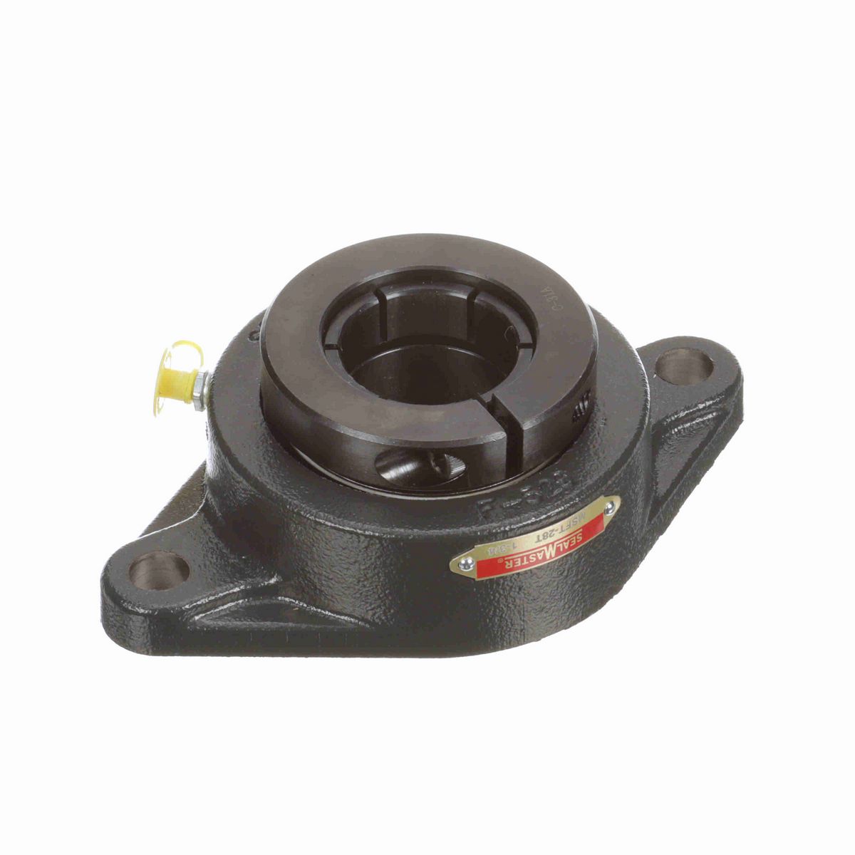 Sealmaster Mounted Cast Iron Two Bolt Flange Ball Bearing - 52100 Bearing Steel, Black Oxided - Concentric Lock - MSFT-28T