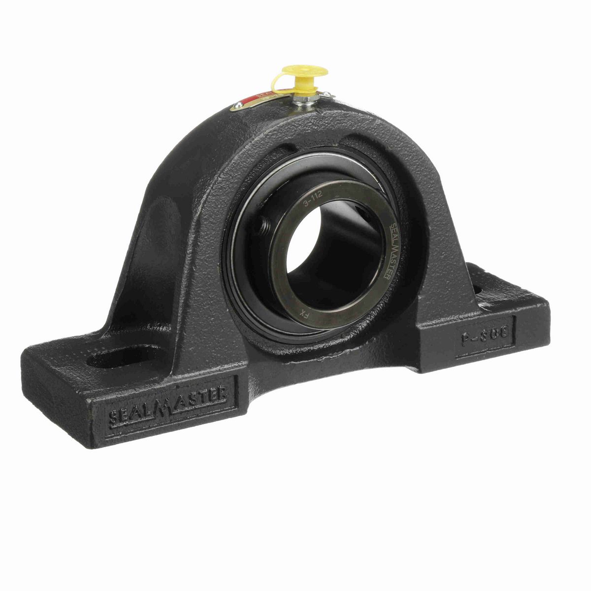 Sealmaster Mounted Cast Iron Two Bolt Pillow Block Ball Bearing - 52100 Bearing Steel, Black Oxided - Setscrew Lock - MP-28