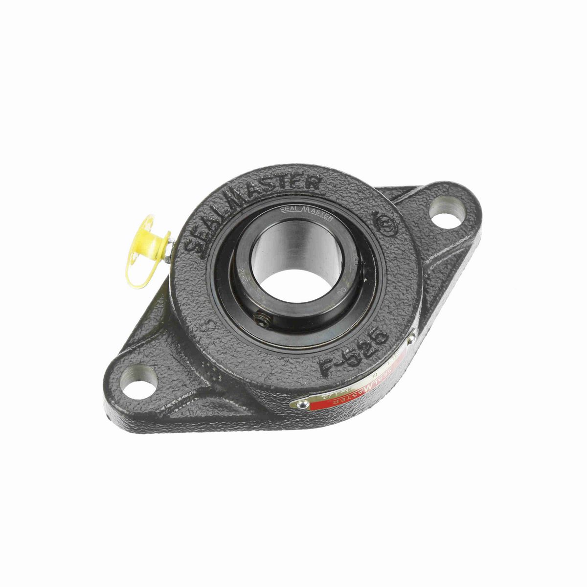 Sealmaster Mounted Cast Iron Two Bolt Flange Ball Bearing - 52100 Bearing Steel, Black Oxided - Setscrew Lock - SFT-18