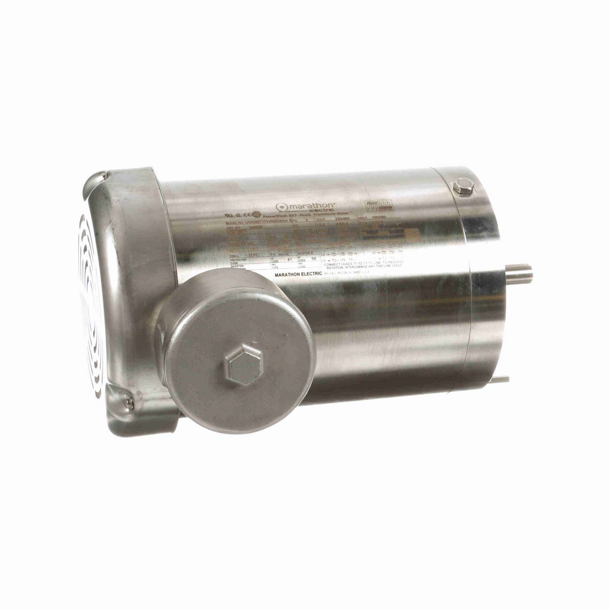 LEESON General Purpose Motor, 1.50 & 1 HP, 3 Ph, 60 & 50 Hz, 230/460 & 190/380 V, 1800 & 1500 RPM, 56C Frame, TEFC - N468B