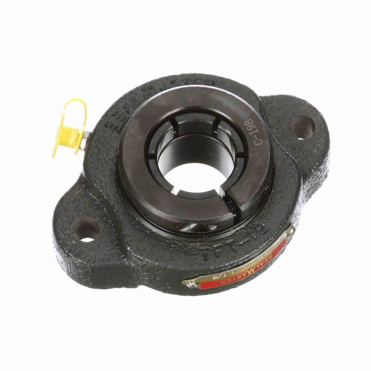 Sealmaster Mounted Cast Iron Two Bolt Flange Ball Bearing - 52100 Bearing Steel, Black Oxided - Concentric Lock - TFT-18TC-1