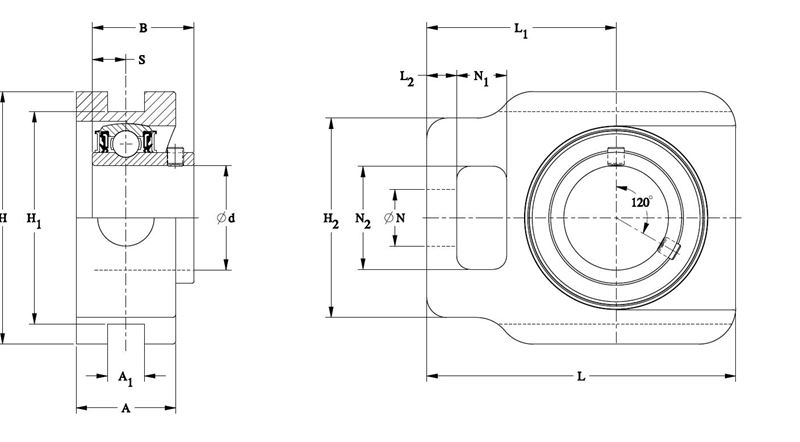 Corrosion-Resistant Take-Up Mounted Bearings - Set Screw Locking Timken SUCBT209-28-IP69K/FVSL613
