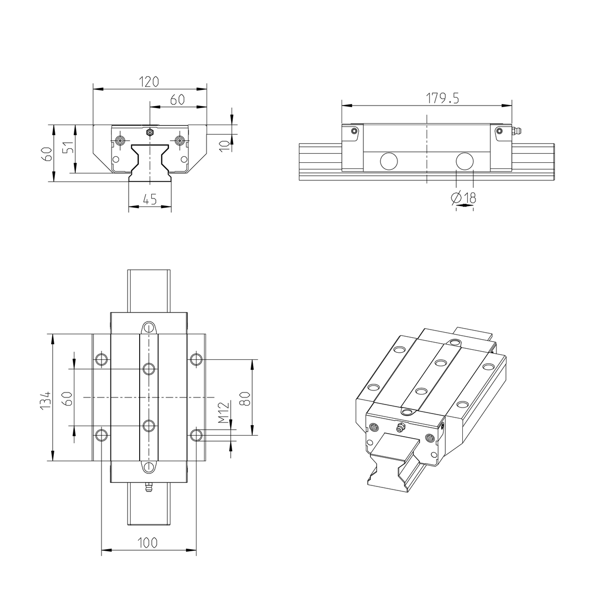 Роликовая каретка из углеродистой стали Bosch Rexroth RWD-045-FLS-C2-H-2 [R18534232X]