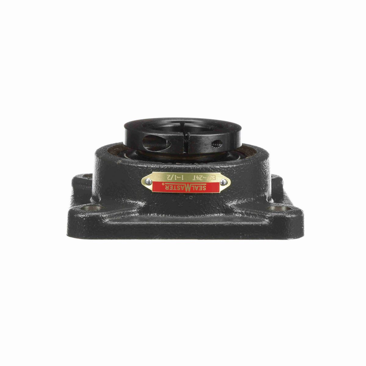 Sealmaster Mounted Cast Iron Four Bolt Flange Ball Bearing - 52100 Bearing Steel, Black Oxided - Concentric Lock - ESF-24T