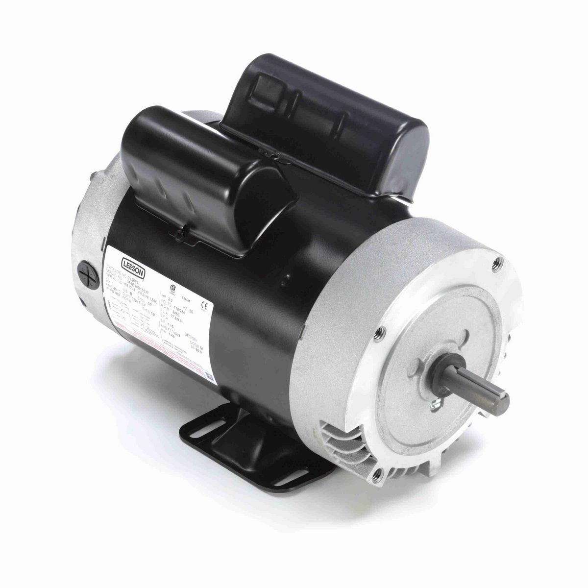 LEESON General Purpose Motor, 3 HP, 1 Ph, 60 Hz, 230 V, 3600 RPM, 56C Frame, DP - C1270A
