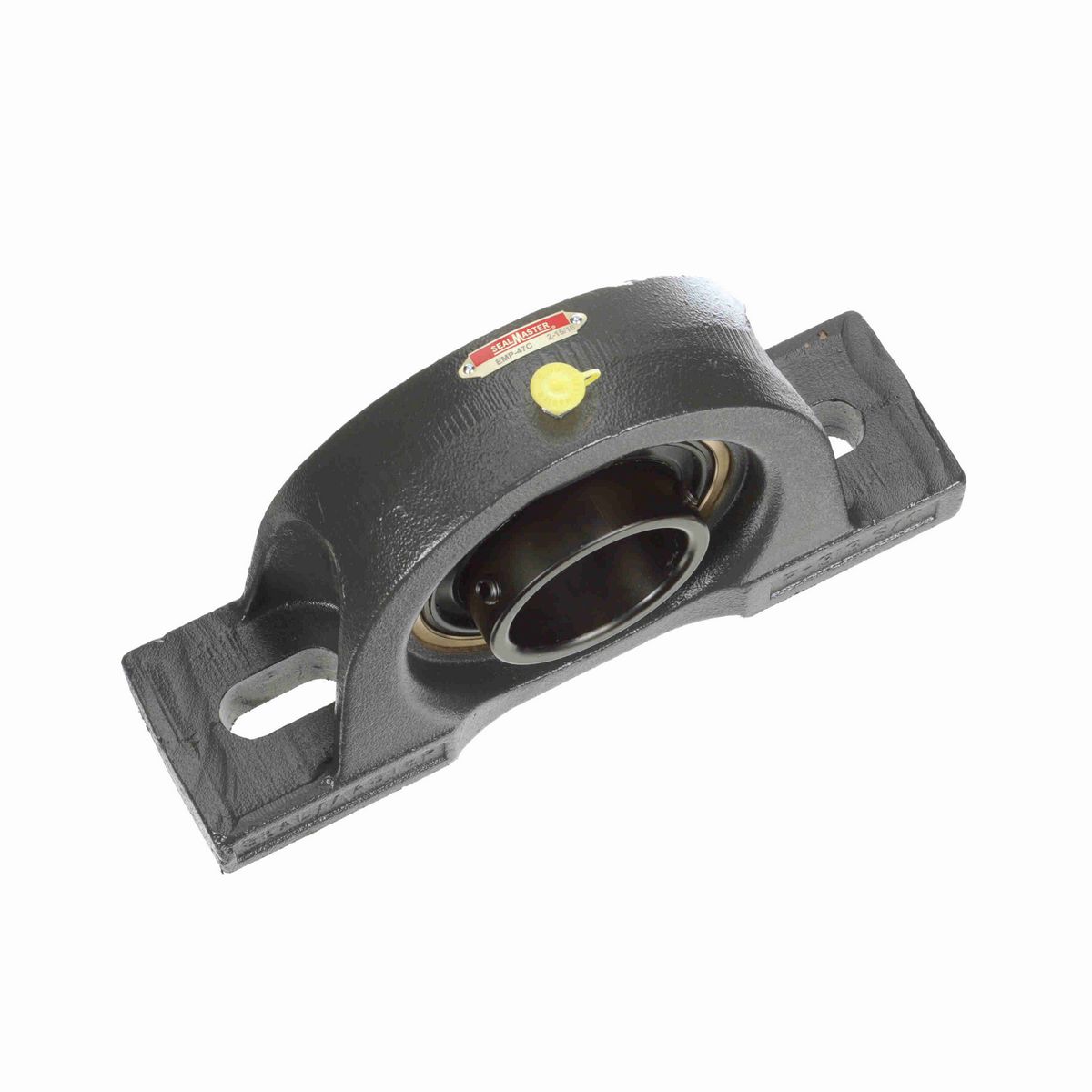 Sealmaster Mounted Cast Iron Two Bolt Pillow Block Ball Bearing - 52100 Bearing Steel, Black Oxided - Setscrew Lock - EMP-47C