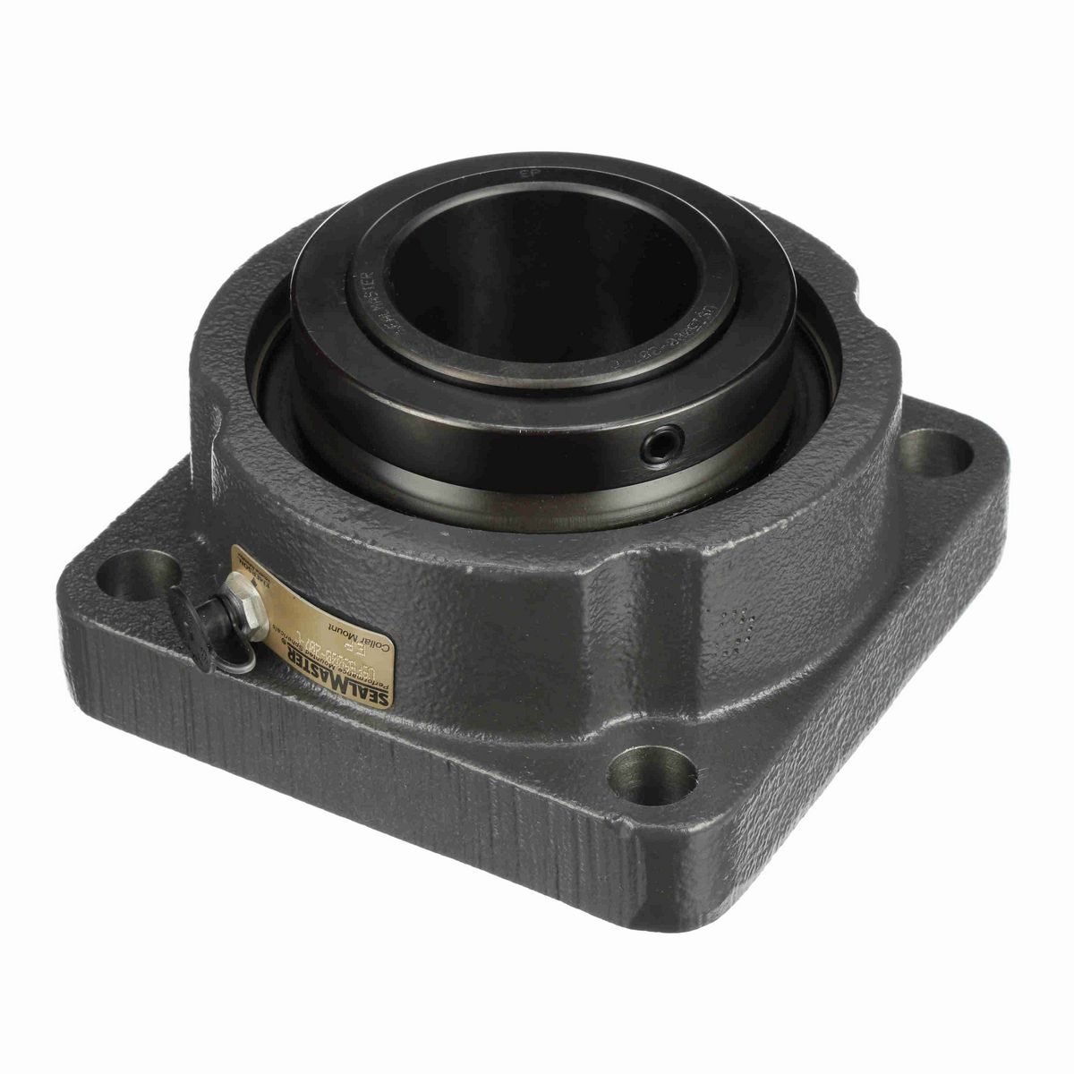 Sealmaster Mounted Cast Iron Four Bolt Flange Spherical Roller - 52100 Bearing Steel, Black Oxided - Collar Mount Lock - USFB5000-207-C