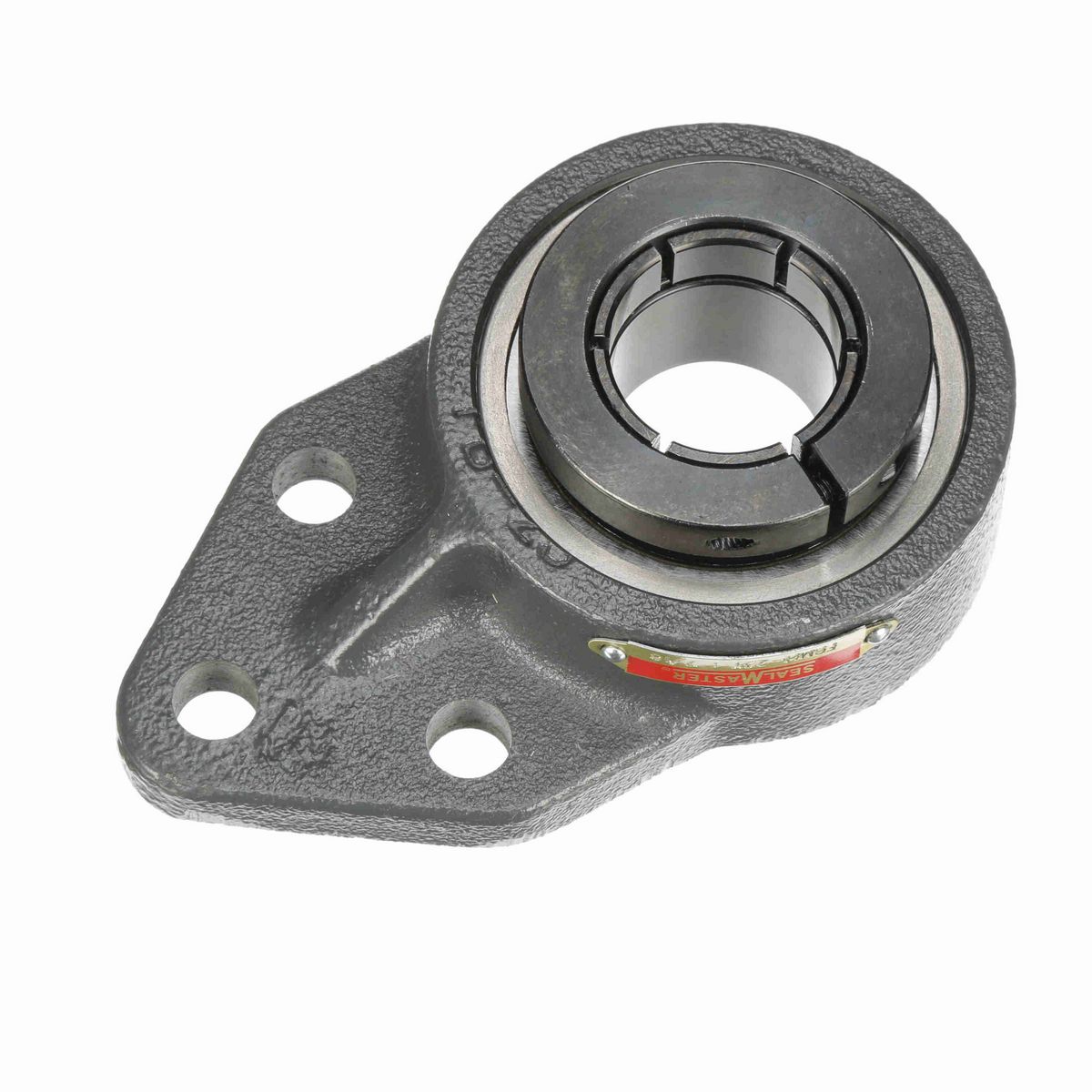 Sealmaster Mounted Cast Iron Three Bolt Flange Bracket Ball Bearing - 52100 Bearing Steel, Black Oxided - Concentric Lock - FBMH-23T