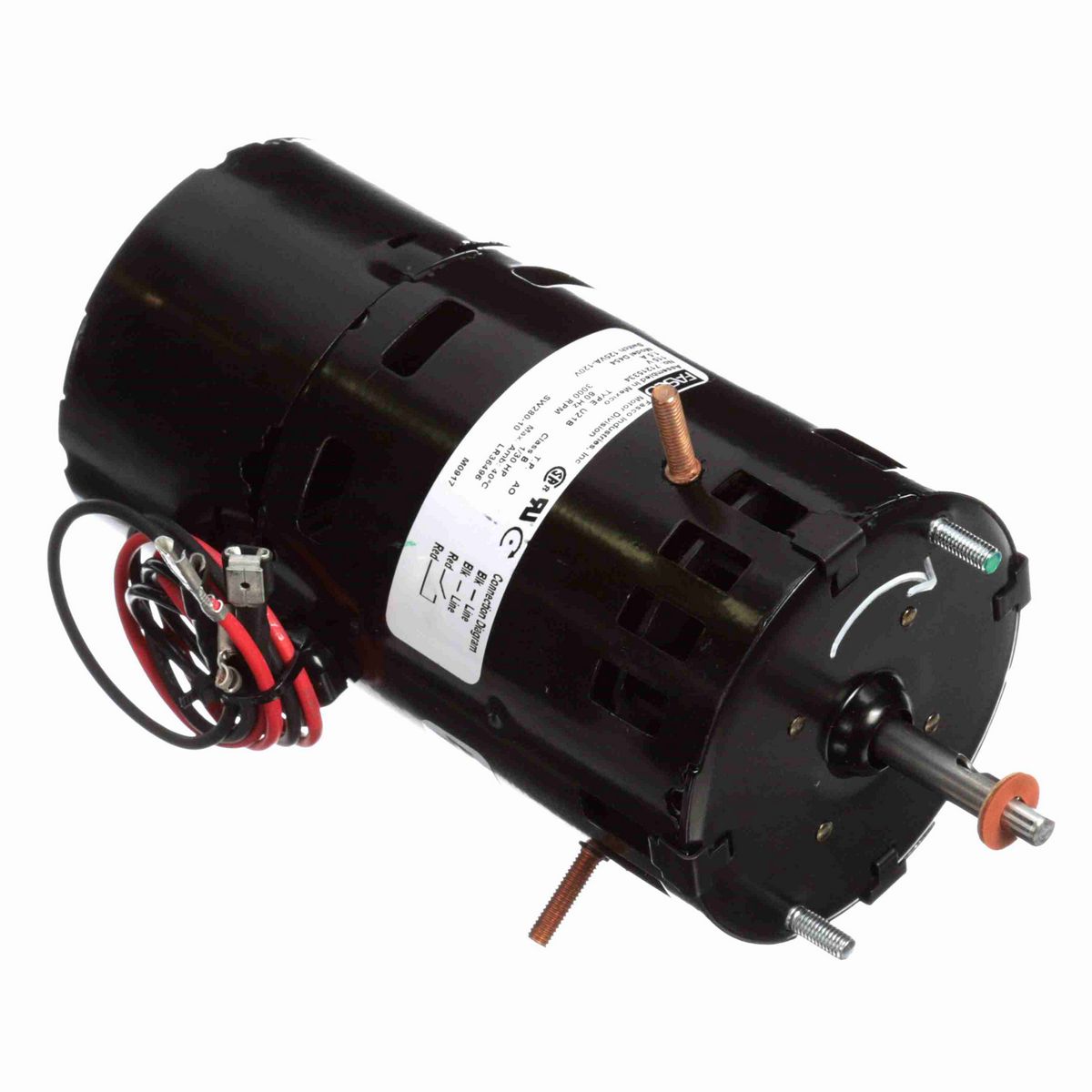 FASCO Draft Inducer Motor, 1/30 HP, 1 Ph, 60 Hz, 115 V, 3000 RPM, 1 Speed, 3.3" Diameter, OAO - D454