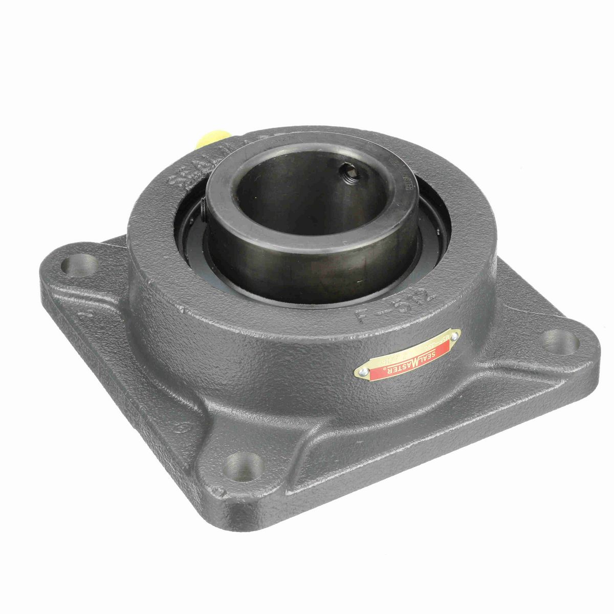 Sealmaster Mounted Cast Iron Four Bolt Flange Ball Bearing - 52100 Bearing Steel, Black Oxided - Setscrew Lock - MSF-39C