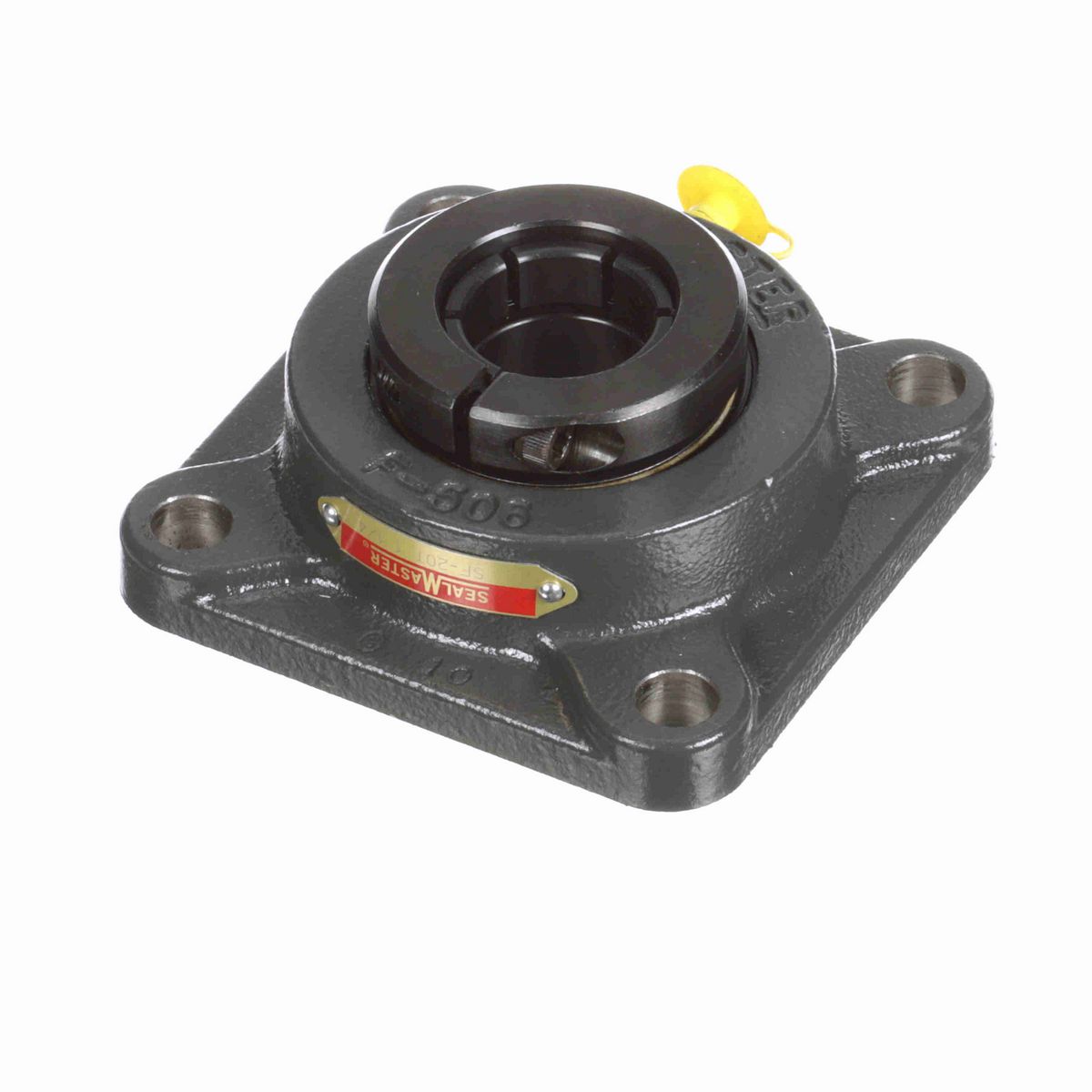 Sealmaster Mounted Cast Iron Four Bolt Flange Ball Bearing - 52100 Bearing Steel, Black Oxided - Concentric Lock - SF-20T