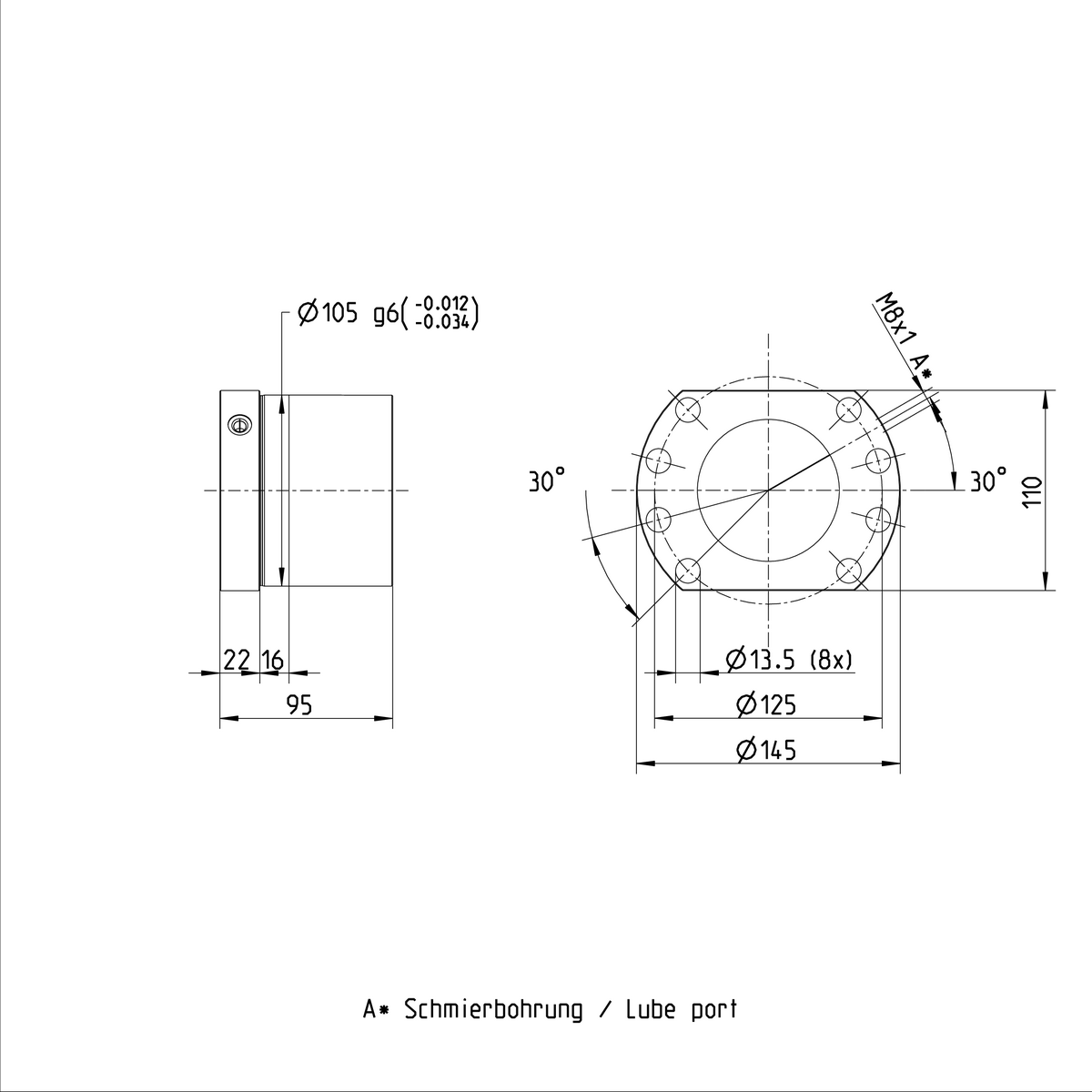 Одинарная гайка с фланцем Bosch Rexroth FEM-E-B 80X10RX6,5-6 [R150274084]