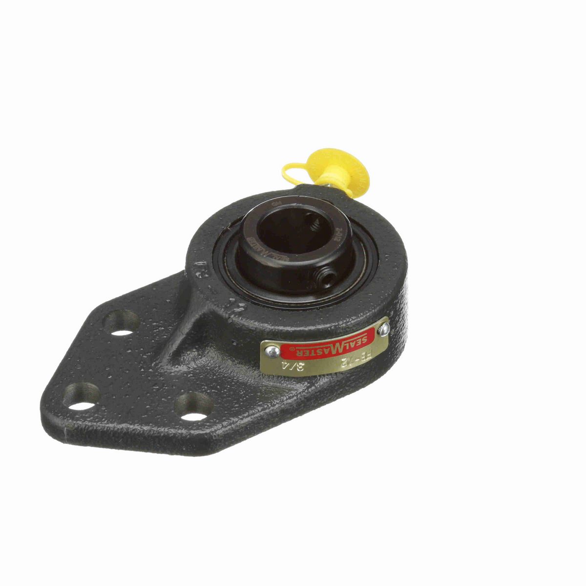 Sealmaster Mounted Cast Iron Three Bolt Flange Bracket Ball Bearing - 52100 Bearing Steel, Black Oxided - Setscrew Lock - FB-12