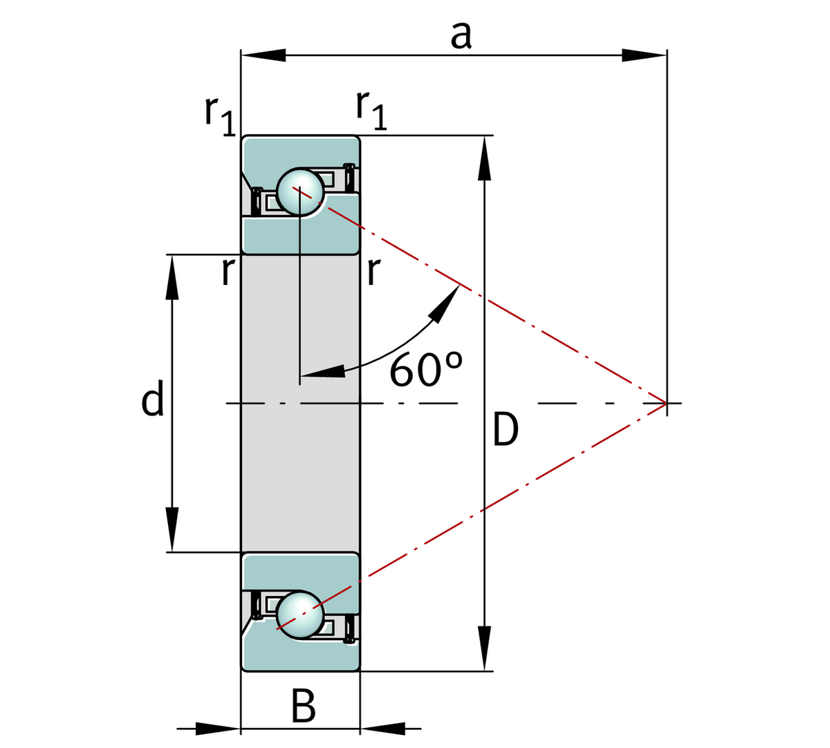 Упорно-радиальный шарикоподшипник FAG 7603025-2RS-TVP (7603025.2RS.TVP)