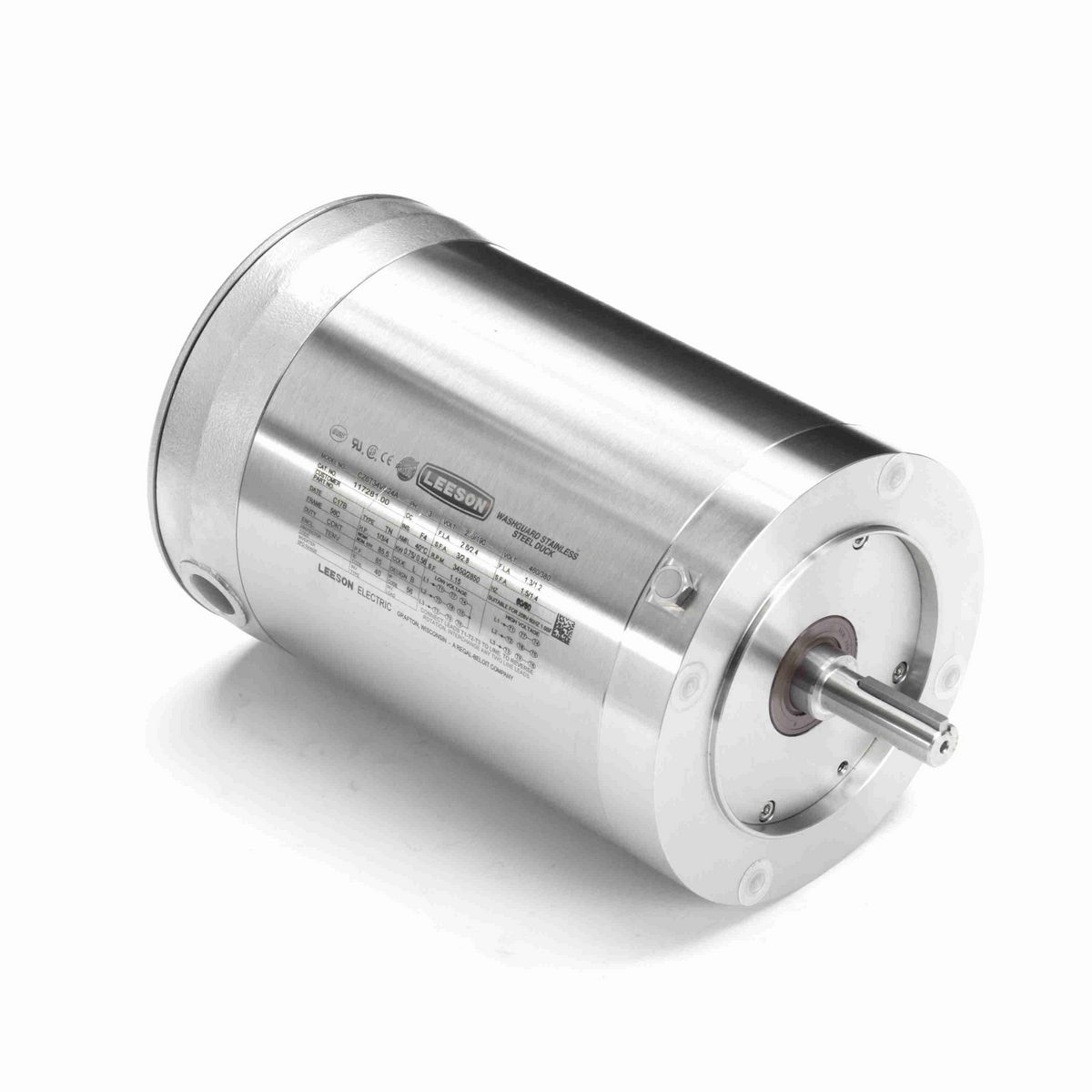 LEESON Premium Duck™ General Purpose Motor, 1 & 0.75 HP, 3 Ph, 60 & 50 Hz, 230/460 & 190/380 V, 3600 & 3000 RPM, 56C Frame, TENV - 117281.00