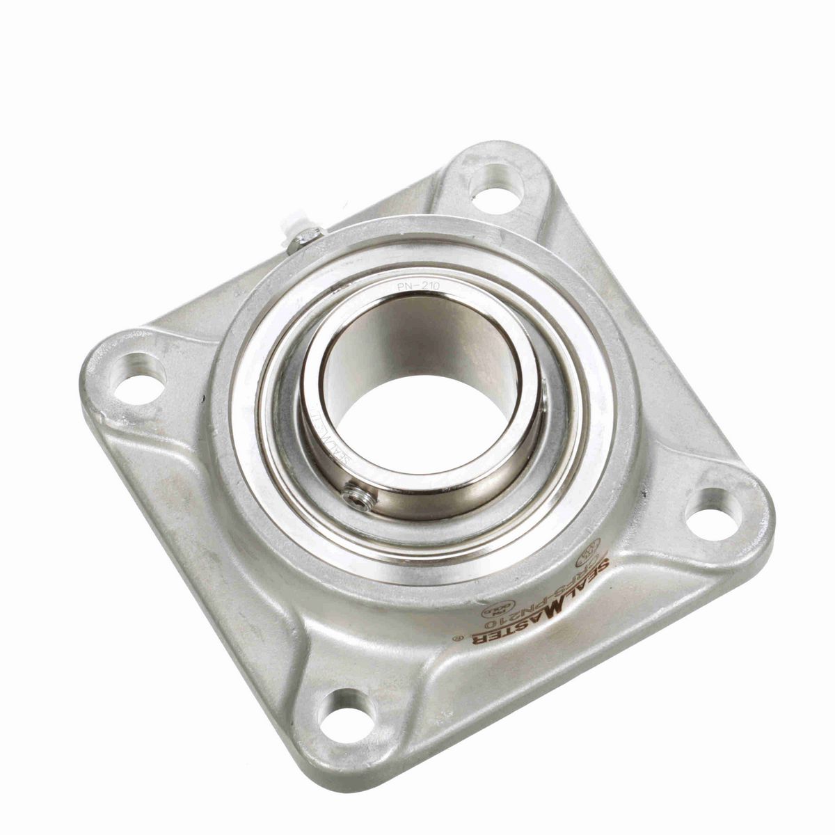 Sealmaster Mounted Stainless Steel Four Bolt Flange Ball Bearing - 52100 Bearing Steel, Phosphorus Nickel Coated - Setscrew Lock - Corrosion Resistant - CRFS-PN210