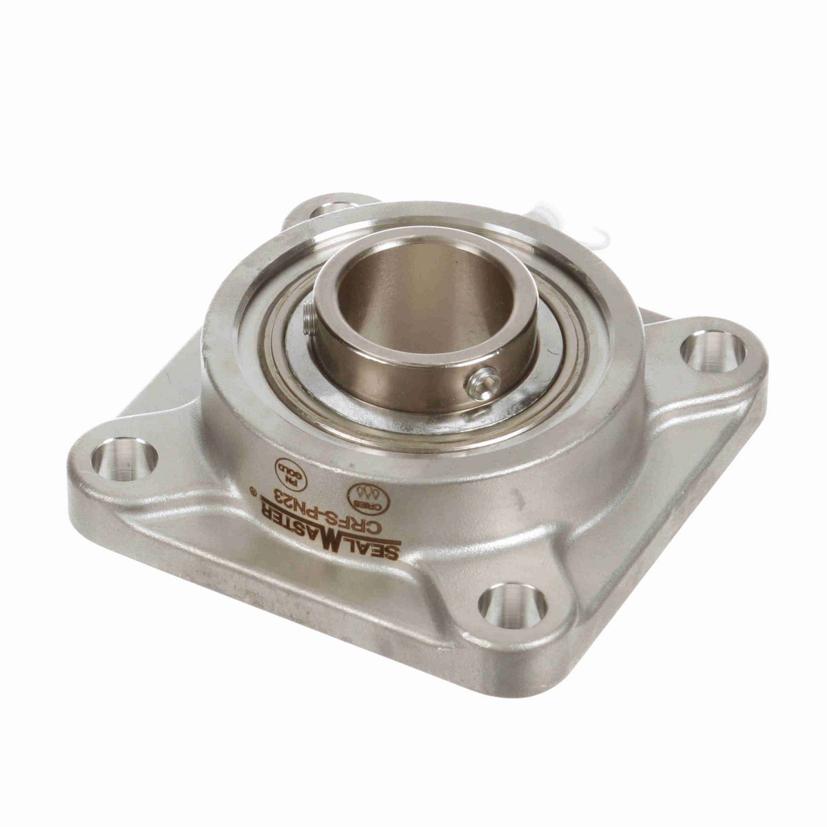 Sealmaster Mounted Stainless Steel Four Bolt Flange Ball Bearing - 52100 Bearing Steel, Phosphorus Nickel Coated - Setscrew Lock - Corrosion Resistant - CRFS-PN23