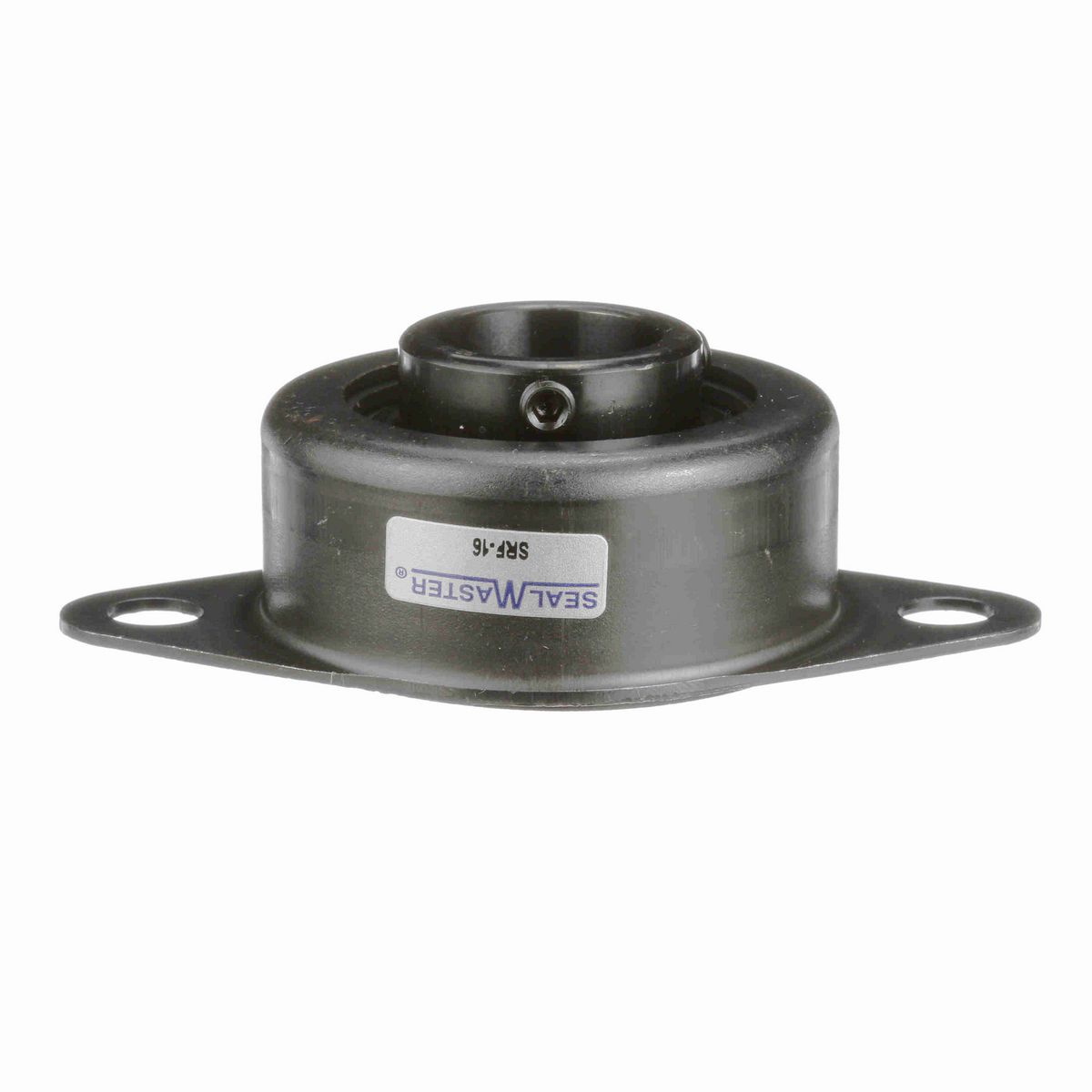 Sealmaster Mounted Stamped Steel Two Bolt Flange Ball Bearing - 52100 Bearing Steel, Black Oxided - Setscrew Lock - SRF-16